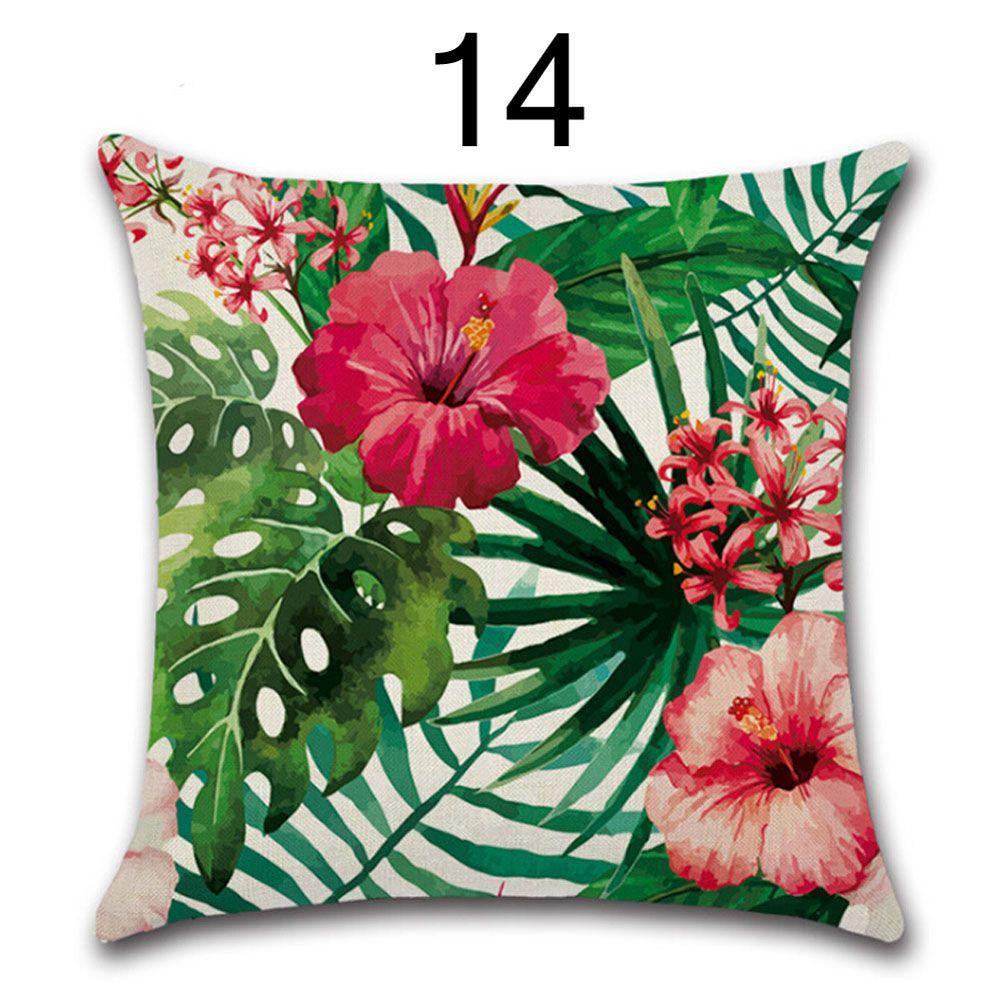 Waist Home Flamingo Bird Throw Pillow Case Bedroom Decoration Green Leaves Printed Cushion Cover
