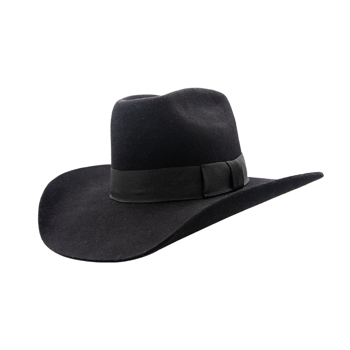 

Bow Webbing Felt Hat Versatile Warped Edge Wool Top Hat One size fits all чорний