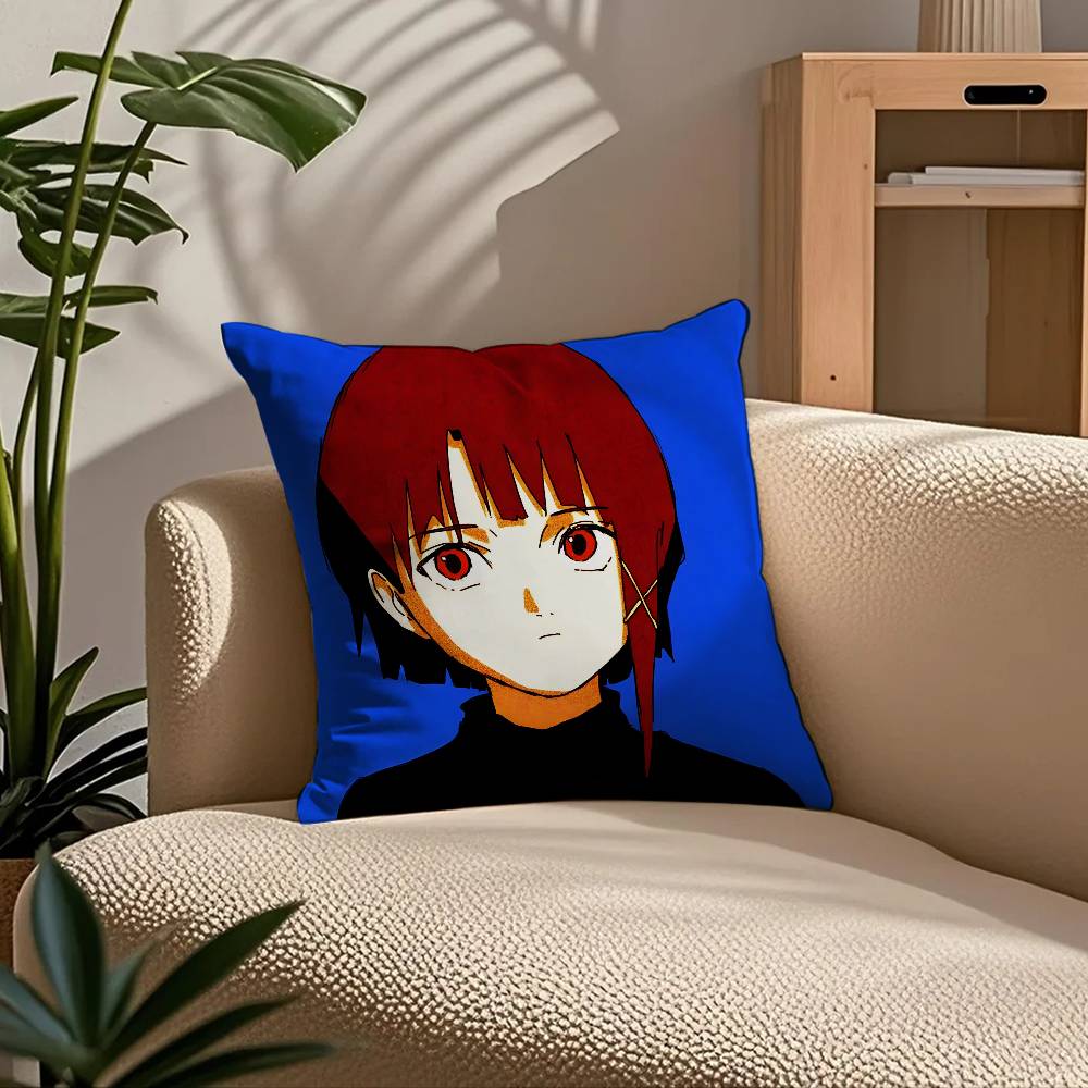 Anime E-Experiments L-Lain Pillow Case Comfort Sofa Bed Silky Elegant Invisible Zipper Custom Decorative Cushion Cover