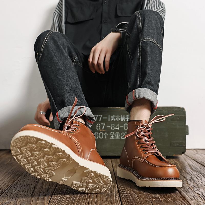 Medium Work Boots Men's Autumn and Winter American Martin Boots British Retro High-top Boots 8203-M