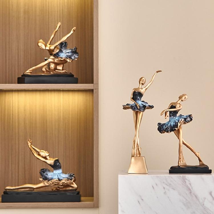 Resin Ballet Dancer Sculpture Girl Figurines Elegant Statues  Decoration for Cabinet Desktop