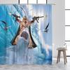 Funny Animals Shower Curtain Cute Diving Dog Cat Riding Shark Brown Bear Ocean Landscape Children Bathroom Curtains Fabric Decor