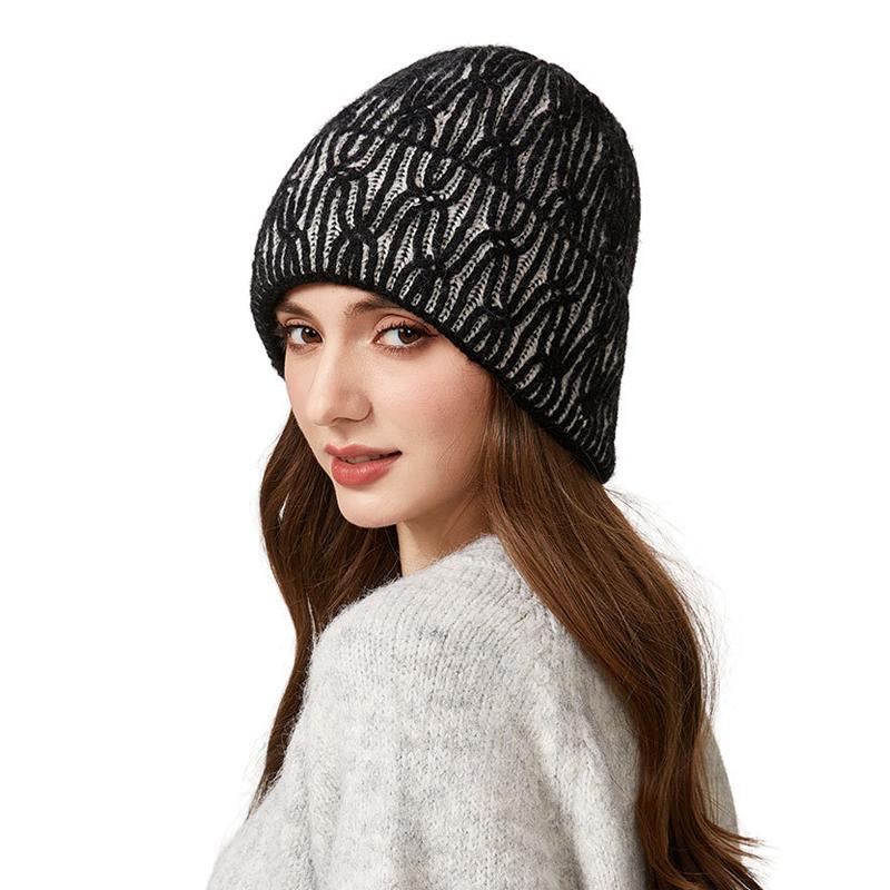 Winter Women's Big Head Circumference Knitted Hat Elastic Cap