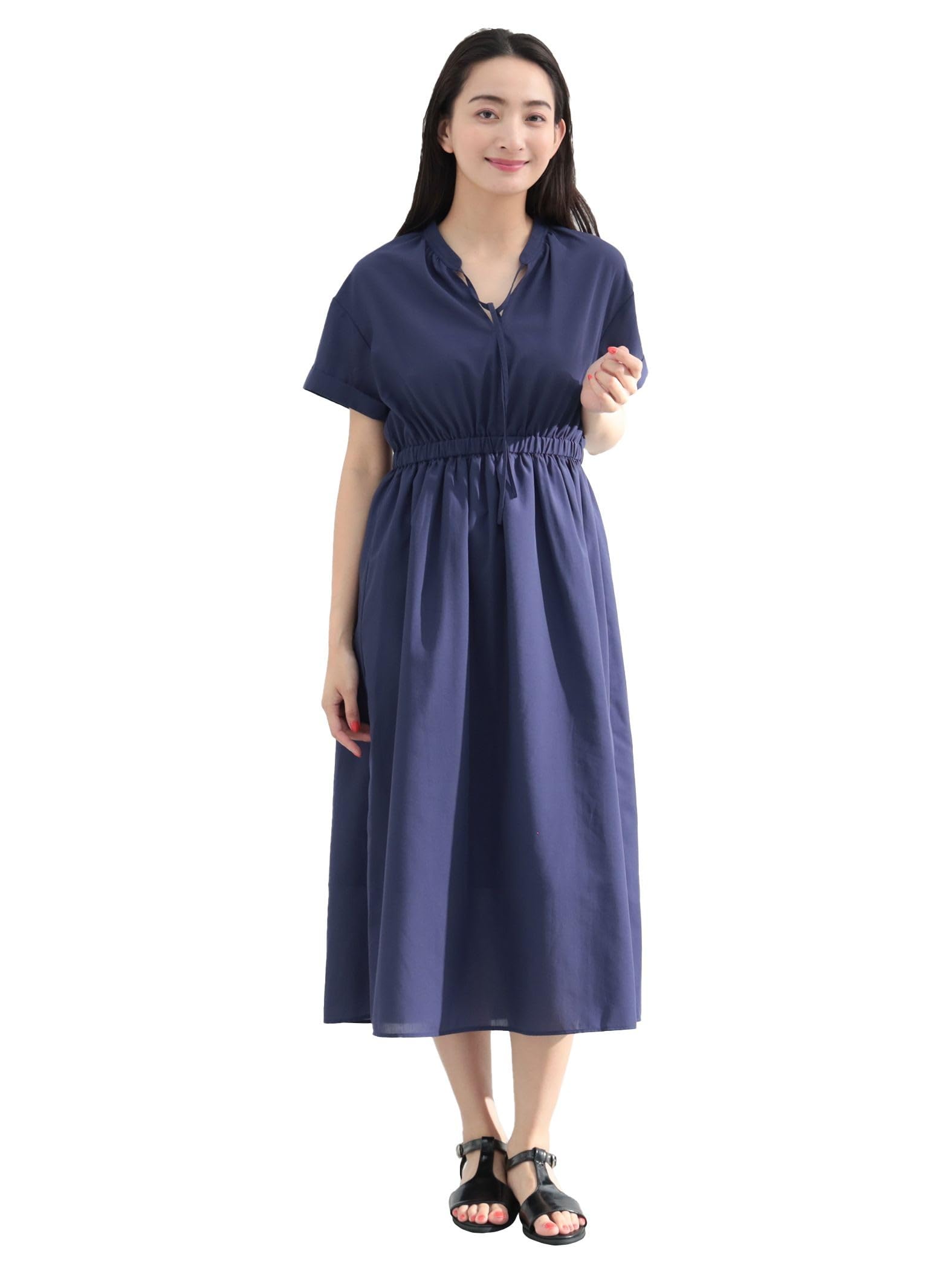 

Beams Heart Dress [Pre-order] Gathered Skipper Dress, Women s, Purple Blue, One Size