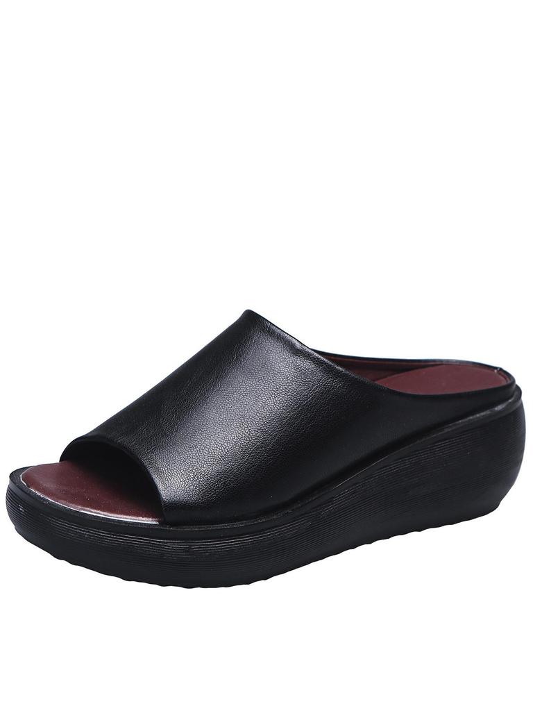 Women's Summer Outdoor Peep-Toe Wedge Slippers - Thick-Soled European and American Fashion