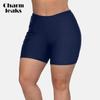 CHARMLEAKS Women Plus Size Swimming Bottom Solid High Waist Swim Trunks