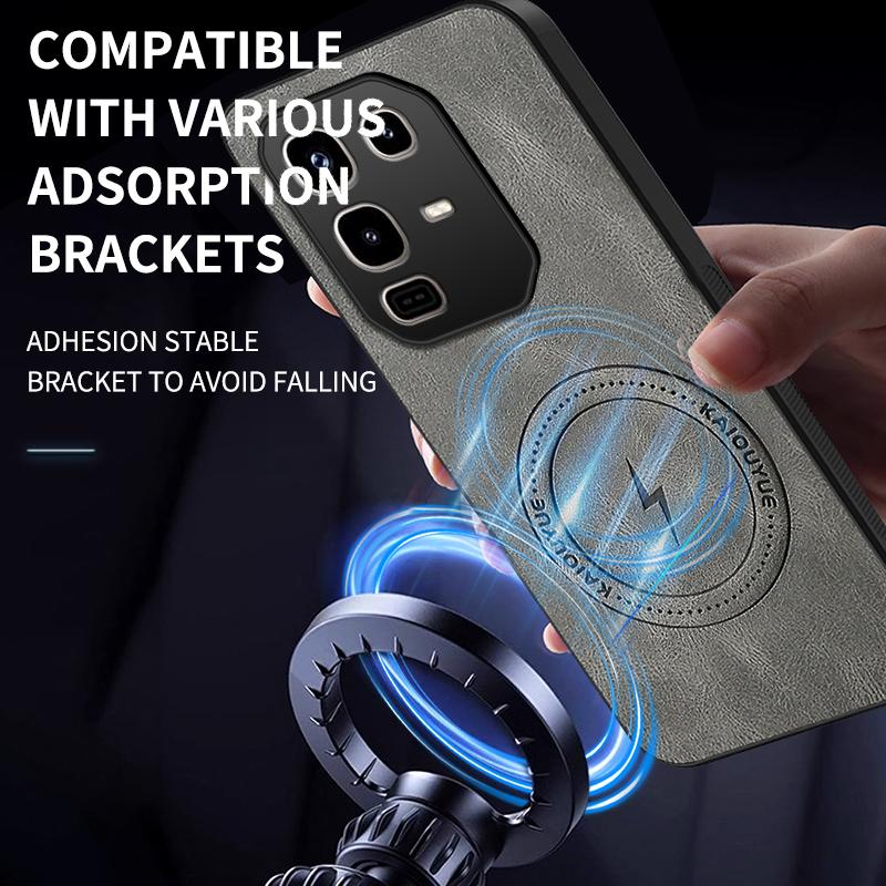 Magnetic Case For Infinix Note 50 Pro Plus Note50 4G 5G MagSafe Napa-textured PU Silicone Leather Back Cover Shockproof Bumper