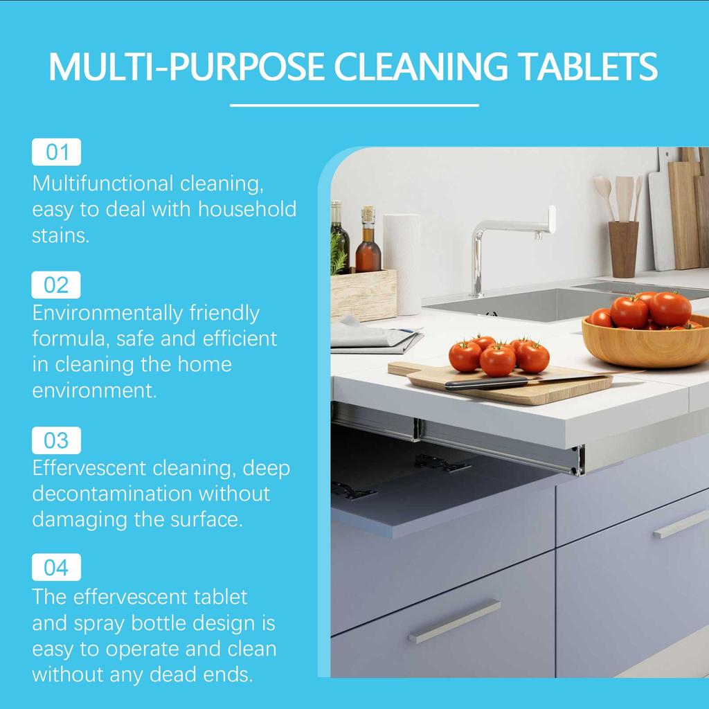 Multi Purpose Cleaning Agent Multi-purpose Cleaning Effervescent Tablets Mild Decontamination Grease Odor Cleaning Agent200ml