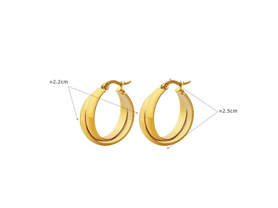 European & American Cold Style Double U-Shaped Titanium Steel Earrings, 18K Gold Plated, Women's Personality, Hong Kong Temperament - F375