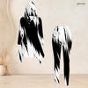 Women Plus Size Two Piece Set Black White Geometric Printed Hooded Long Sleeve High Low Top Fitted Pants