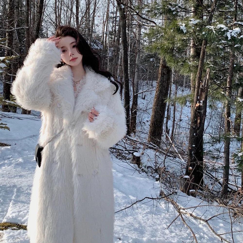 

Сексуальний стиль знаменитості Інтернет-знаменитість Осінньо-зимовий тренд Довга товста вільна шуба зі штучного хутра лисиці L