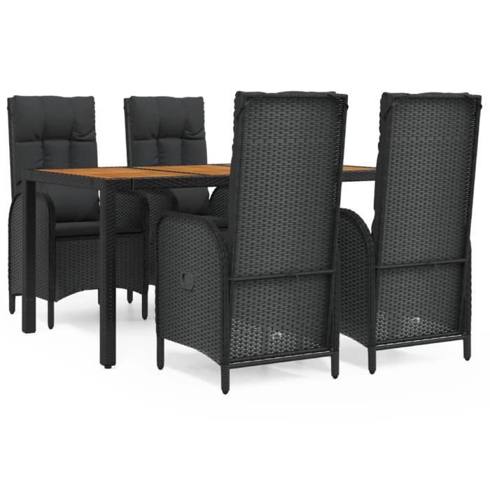 VidaXL Garden Dining Furniture and Cushions 5pcs Black Wicker 3185070