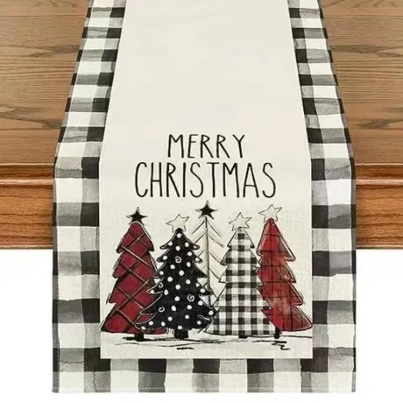 2023 Christmas Table Runner Cloth Merry Christmas Decoration for Home Tablecloth Xmas Cristmas Ornament Navidad New Year 2024