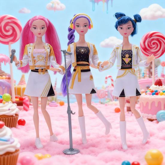 3Pcs K-pop Fashion Doll with 9 Movable Joints Dynamic Pose Doll Collectible Action Figure with Unique Style