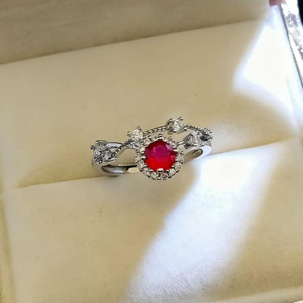 Cultivate Ruby Sapphire Brilliant Star Ring Women's Light Luxury Niche Design Emerald Treasure Ring