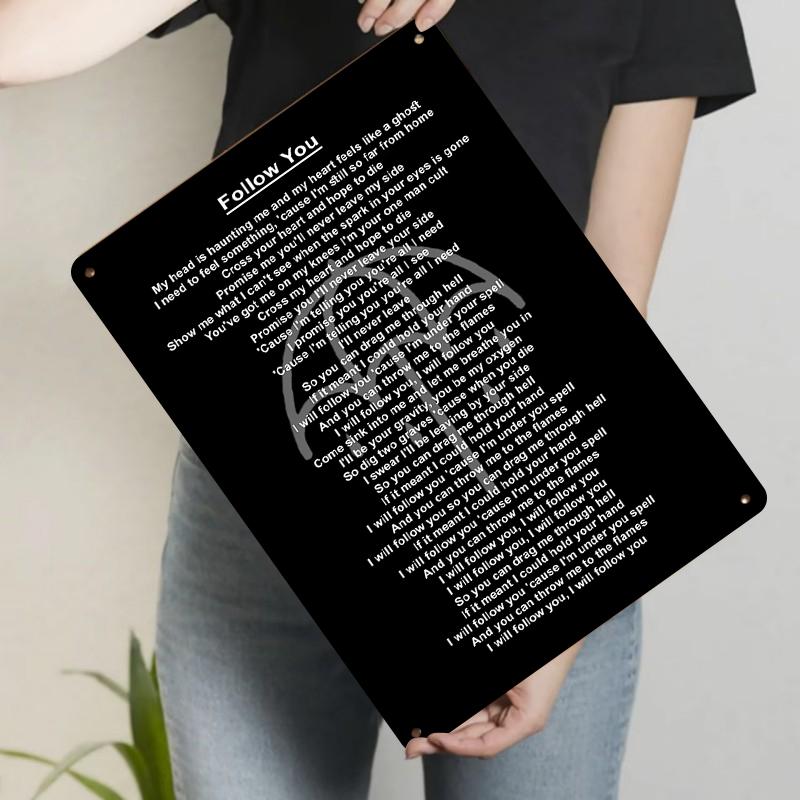 

Custom Follow You Lyrics Metal Wall Art Home Decor Living Room Bedroom Hanging Ornament 20x30cm（7.8x11.8inch）