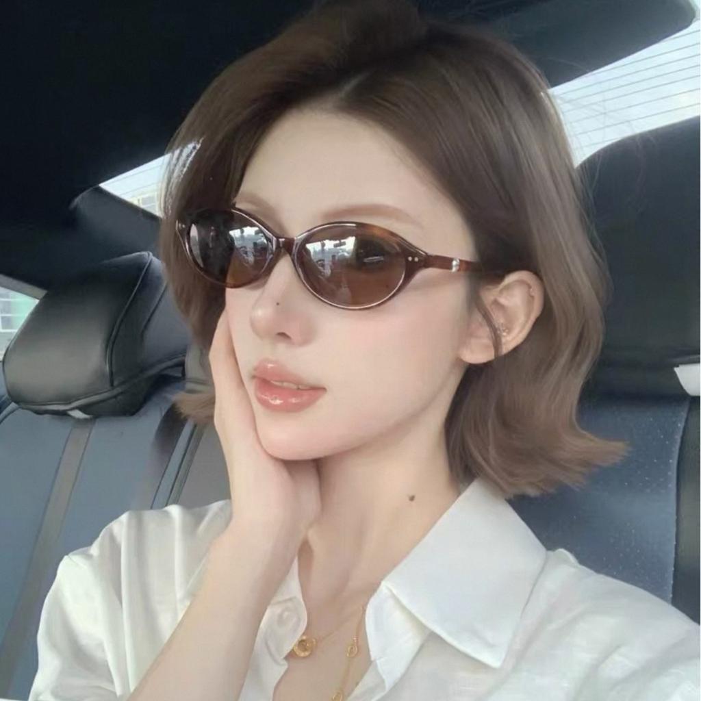 Niche retro oval frame polarized sunglasses female Internet celebrity concave shape versatile anti-ultraviolet sunglasses male