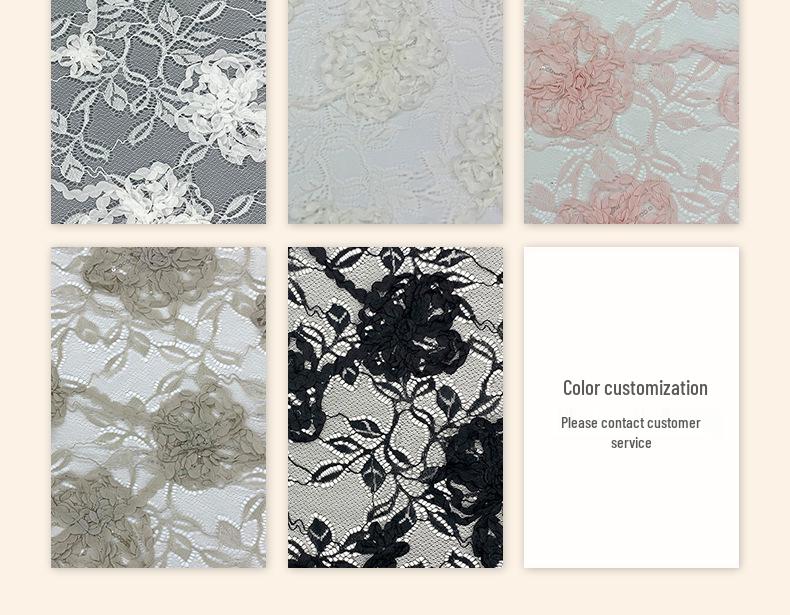 Pink Lace Fabric Roll with 3D Flower, Bead, and Sequin Embroidery for Children's Clothing Accessories