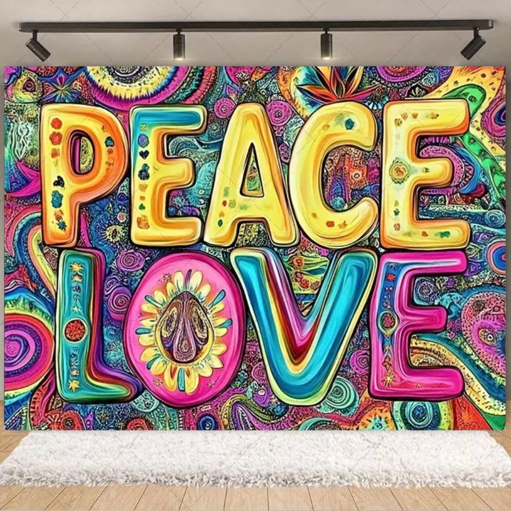Stile Bohémien Colorato Hippie Bus Tema Sfondo per Compleanno Pace E Amore Decorazioni per Feste Stampa Tie Dye Sfondo in Vinile Regali
