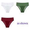 CINOON 3Pcs/Lot Sexy Ice Silk Satin Briefs Mid-Waist Mesh Seamless Underwear Solid Color Patchwork Breathable Panties