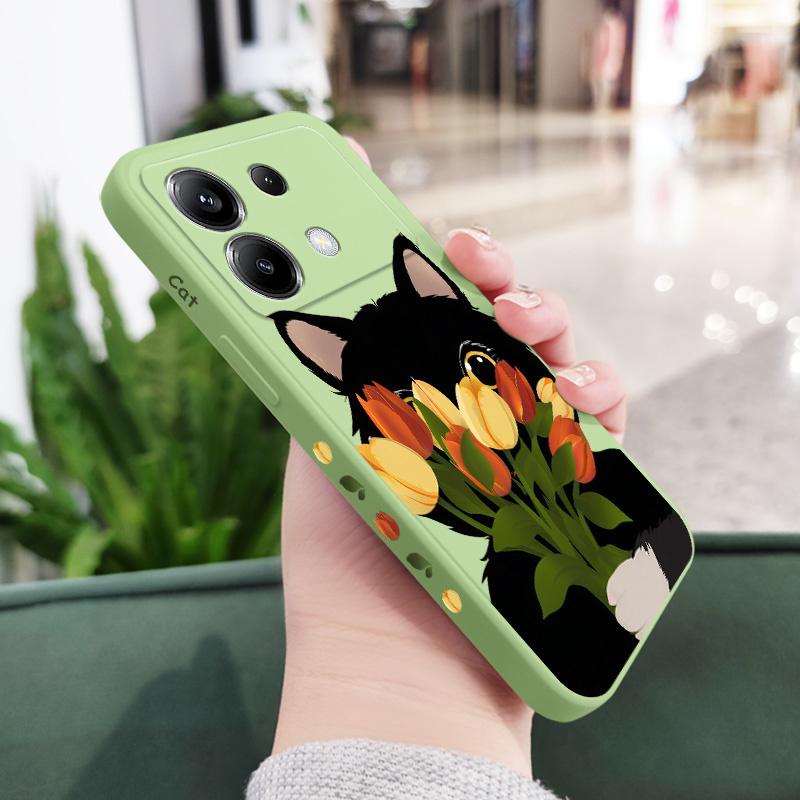 Tulip Cute Cat Phone Case For Xiaomi Poco F8 F7 X7 X6 F6 M6 M5 M5S F5 X5 F4 X4 M4 F3 M3 X3 Pro 4G 5G GT Silicone Cover