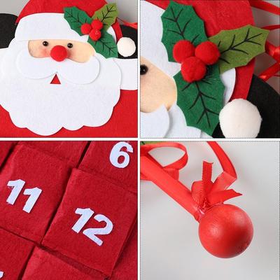 1PC Wall Hanging Christmas Decorations 24 Days Santa Snowman Elk Reusable Xmas Countdown Calendar Christmas Advent Calendar