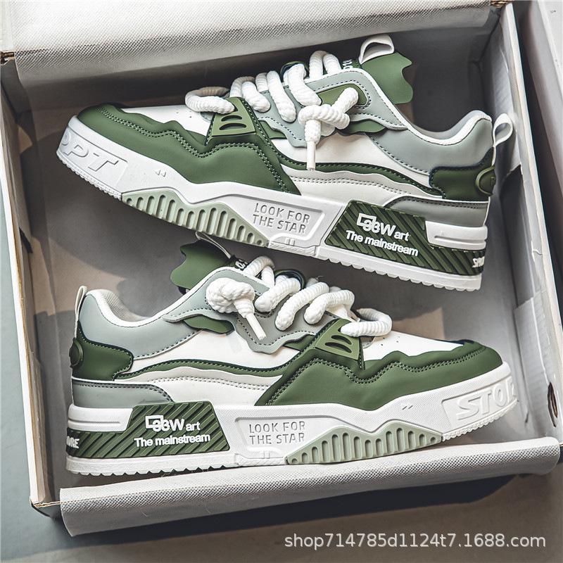 

Интернет знаменитости мужская обувь весна новая Angela красная универсальная платформа повседневная плоская обувь нескользящая молодежная спортивная обувь прилив 43 зелёный