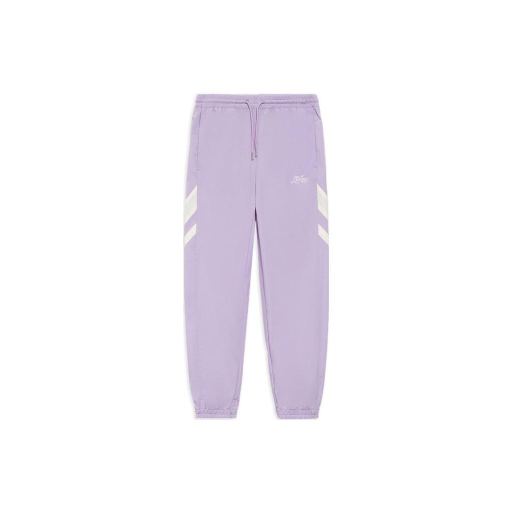 Li Ning Sports Trend Series Solid Color Letter Drawstring Sports Long Pants Women Bottoms Lavender-Purple AYKS312-3