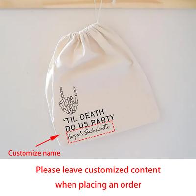 Kit Personalizado de 5 Peças 'Até que a Morte nos Faça Festa' para Festa de Despedida de Solteira Bolsas para Ressaca Caveira Gótica Halloween