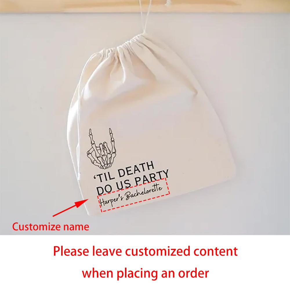 Personalized 5Pcs Til Death Do Us Party Bachelorette Party Recovery Kit for Bridesmaids Hangover Bags Gothic Skull Halloween