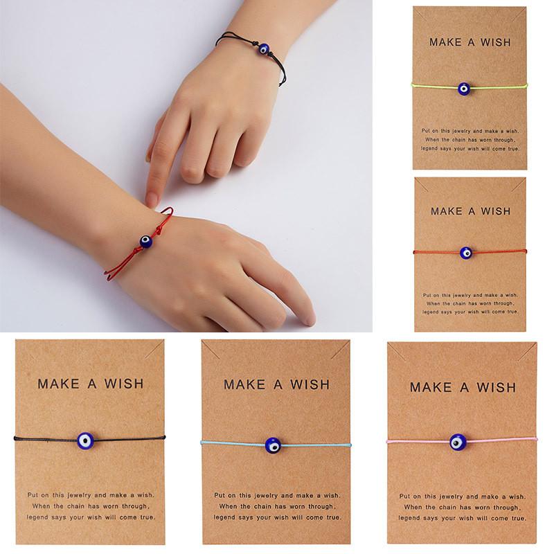 Make A Wish Paper Card Evil Eye Jewelry With Beads And Alloy For Men And Women