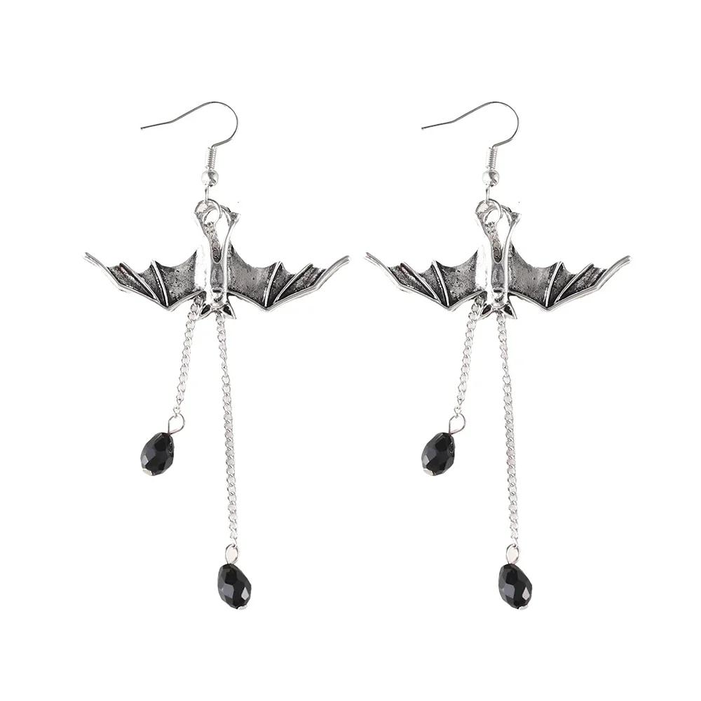 Vintage Gothic Vampire Bat Black Rose Earrings for Women 2025 Creative Holiday Party Personalized Jewelry Halloween Gifts