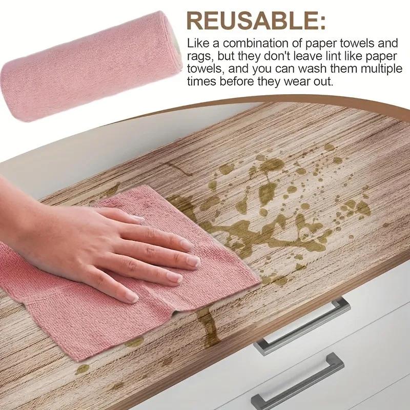 Microfiber Cleaning Cloths - 20 Sheets/Roll, Super Absorbent & Reusable Kitchen Towels, Multi-Purpose Kichen Accessories
