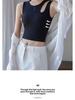 Women's Black Camisole Vest with Chest Pads - Summer Short Chic Bra Top