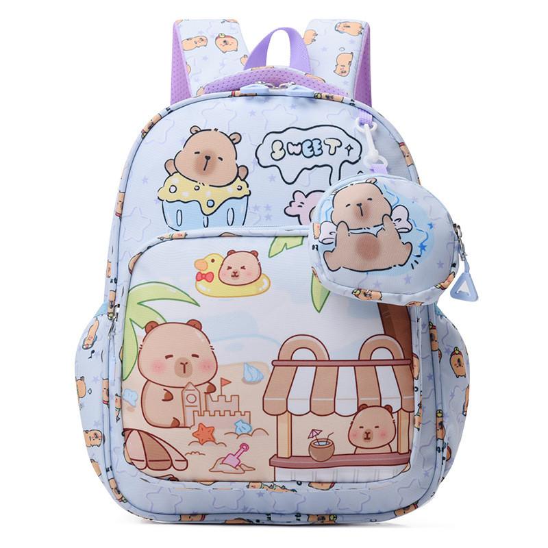 Stylish Cute And Capybara Kids Backpack For Nursery School With Comfortable Straps And Nylon Material