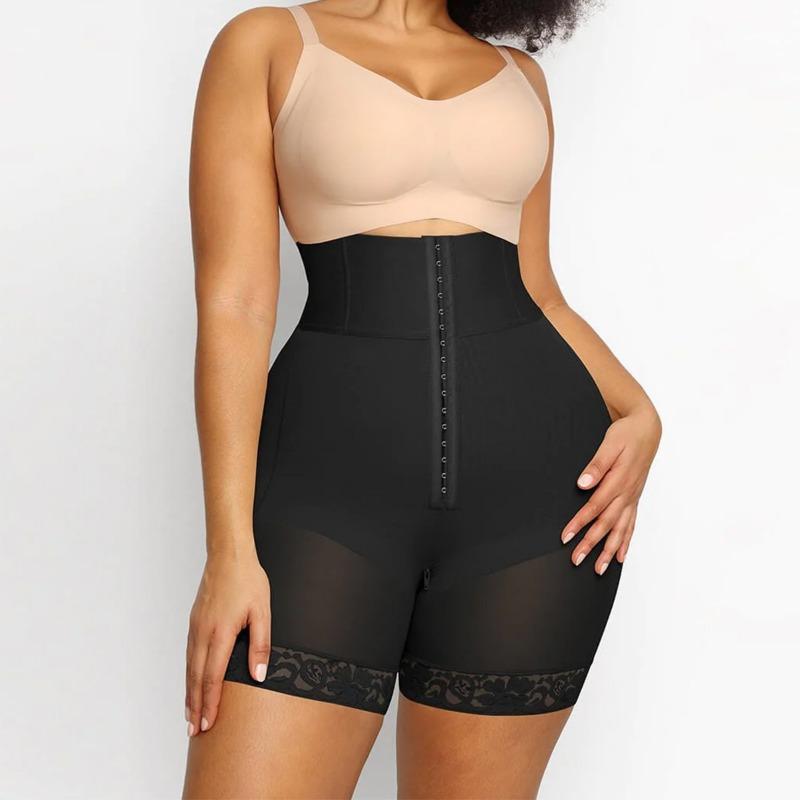 High Waist Hook and Eye Shaping Shorts Tummy Control Compression Lace Trim Shapewear Underwear for Women S