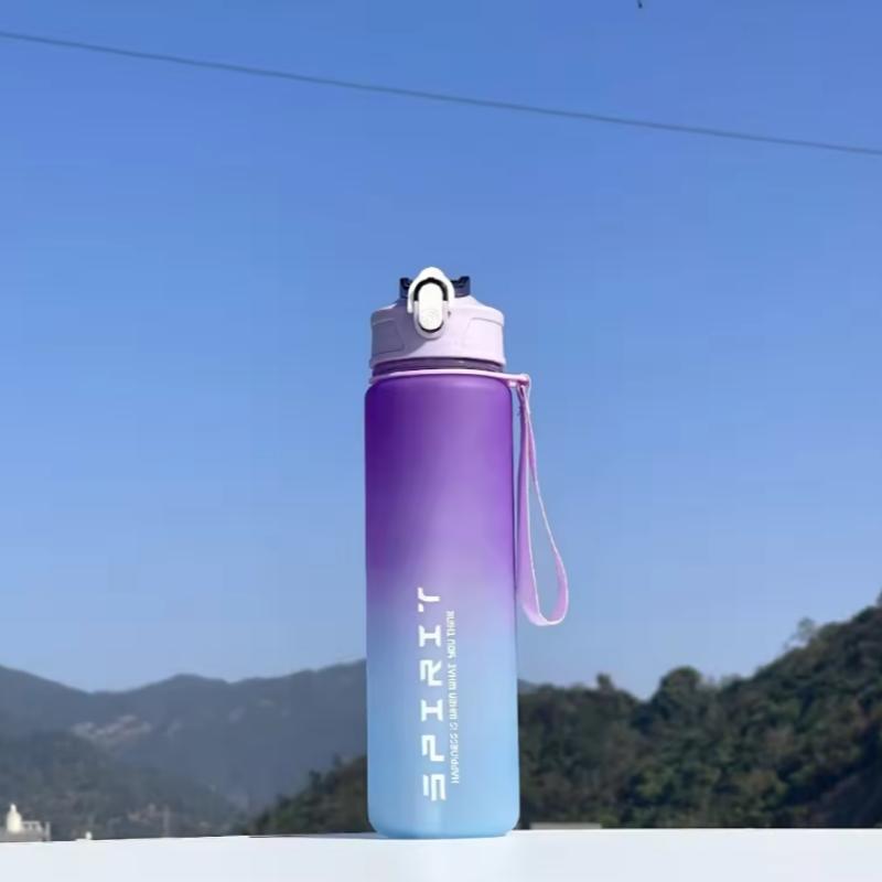 780ml Farbverlauf Sportflasche mit auslaufsicherem Deckel & Schriftzug, Leicht zu trinken für Fitnessstudio/Outdoor/Radfahren/Laufen/Angeln, Geburtstags-/Schulgeschenk