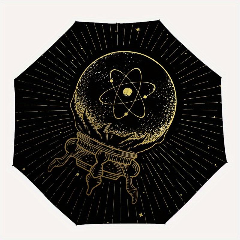Crystal Ball Fortune Telling Decorative StickerUmbrella, Portable 3-Fold Umbrella for Men & Women,Christmas Gift ES119