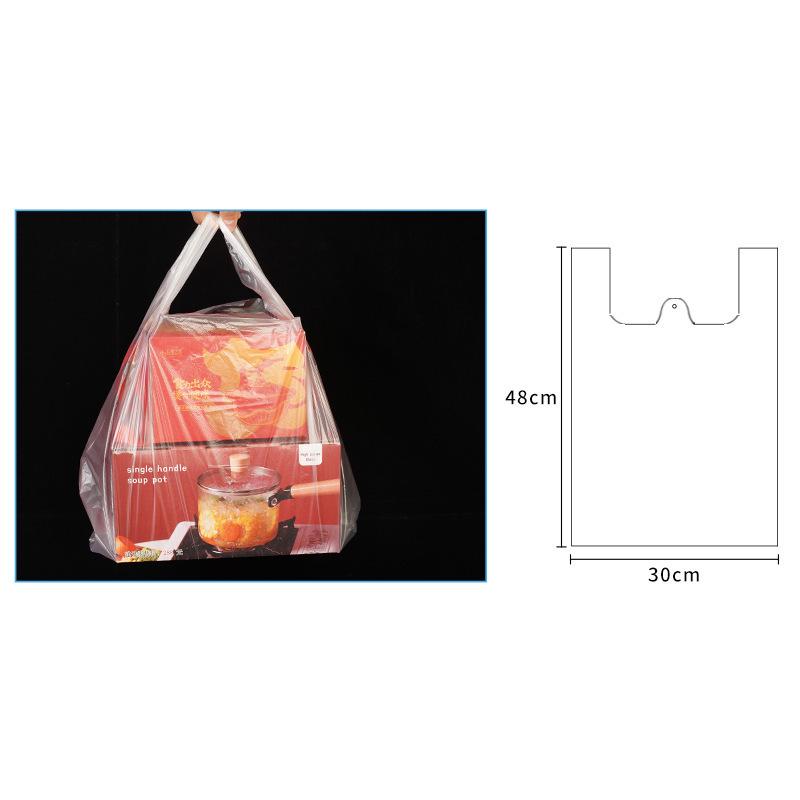 Large White Transparent Plastic Tote Bags (40x60) – Thickened Vest-Style for Food