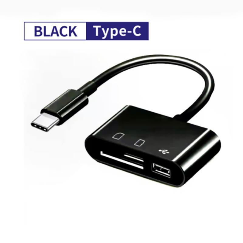 

Type C Adapter TF CF SD Memory Card Reader OTG Extended Memory USB-C For Mobile Phone Compute Tablet High Speed Cardreader чёрный