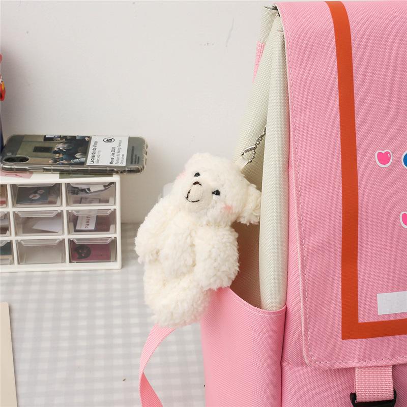 School Bag Academy's New Three Four Five Six Primary School Students Five-piece Backpack Cute Cat Print Middle School Student Schoolbag