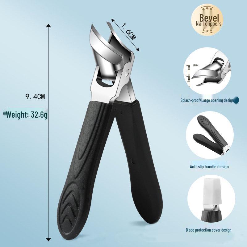 Large Anti-Splash Slanted Edge Nail Clippers for Precise Trimming