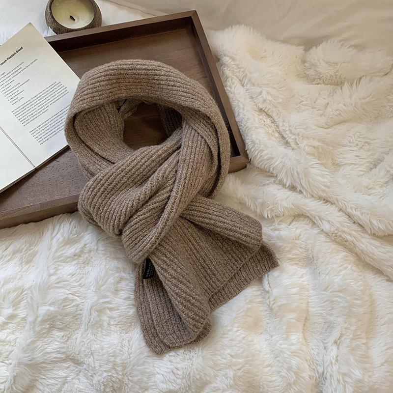 Scarf winter warm new solid color warm soft waxy wool knitted scarf shawl