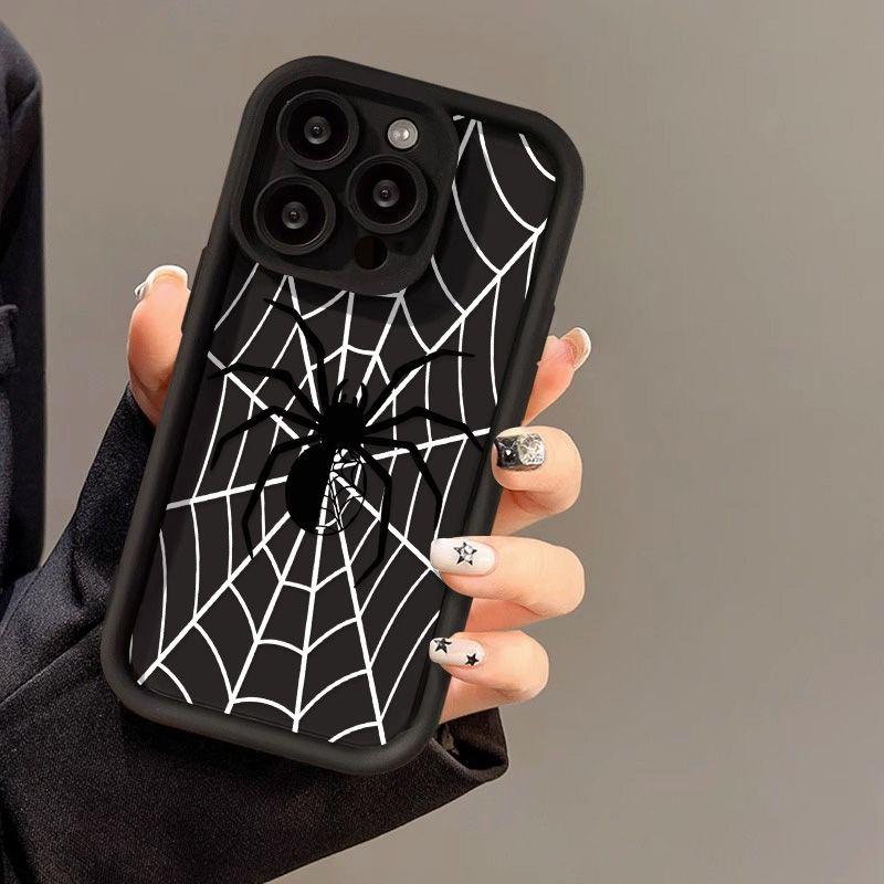 Black Spider for iPhone17 ProMax Mobile Phone Case 16 Apple 17 Matte 14/15 Premium 13 Fine Holes