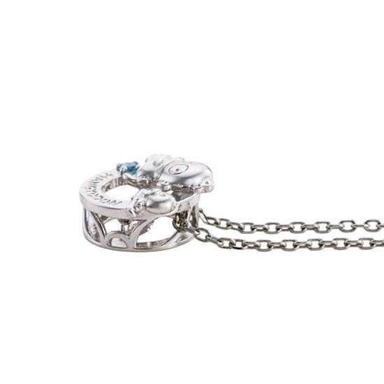 White Clover Hangingyodon 40th Anniversary Ladies Necklace Dancing Stone Sanrio Characters Silver 925 Surgical Stainless Steel 316L Cubic Zirconia