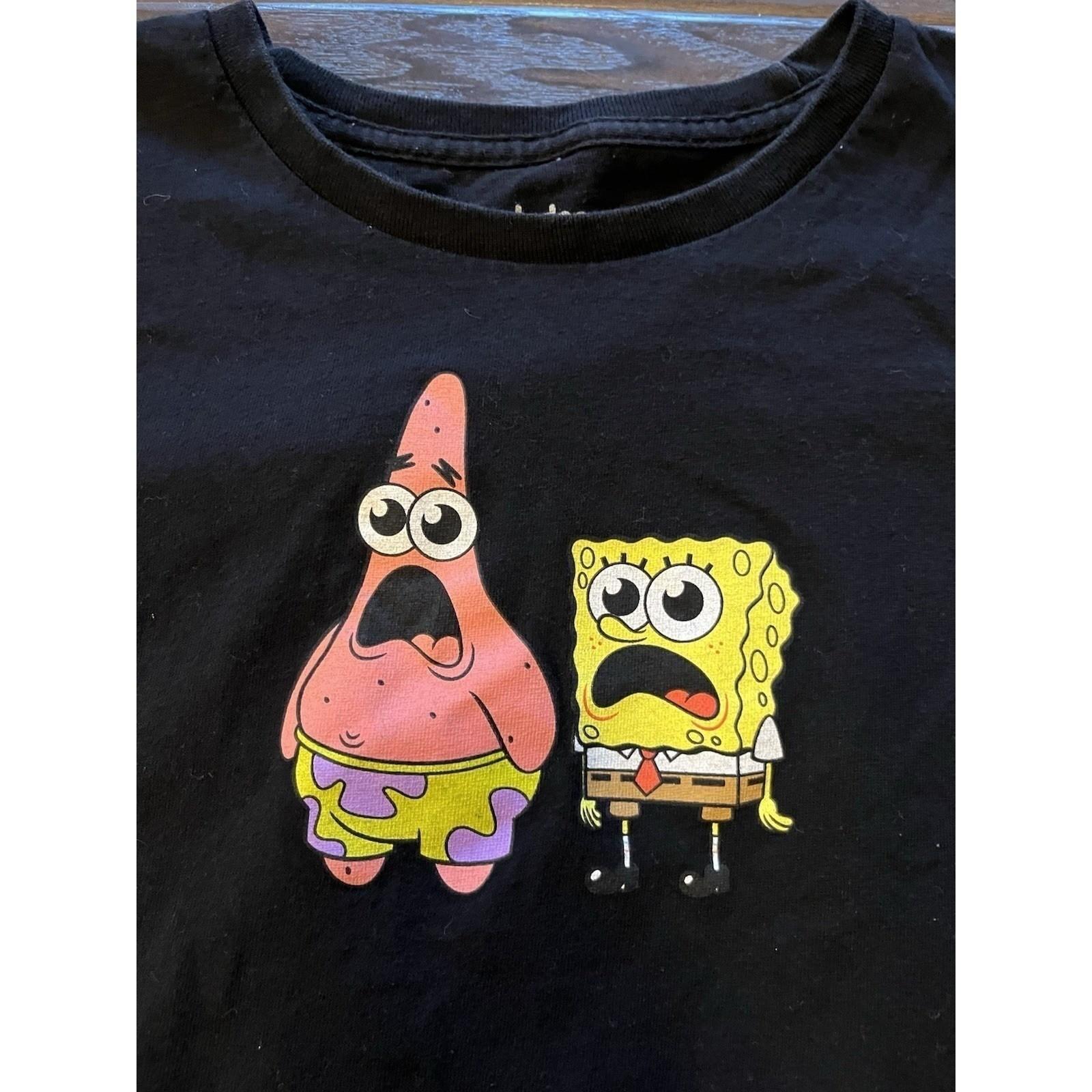 Nickelodeon Spongebob Squarepants Graphic T-Shirt Medium Black Meme Back Print Unisex T-Shirt M
