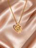 Heart Rose Necklace Tarnish Free for women,18K Gold PVD Plated Waterproof Full Zircon Pave Heart Pendant Elegant Jewelry