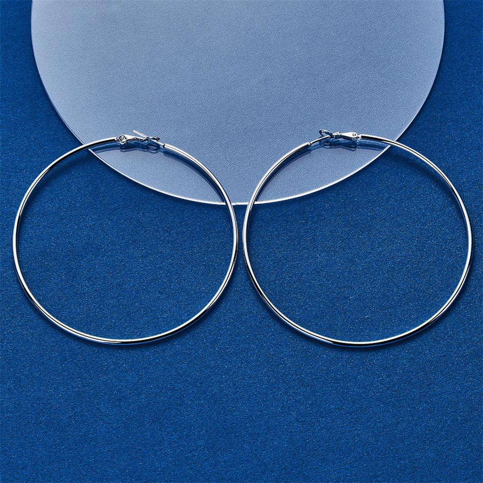 1 par de brincos de argola grandes redondos em prata de lei 925 50/60/70/80mm para mulheres joias com pingente acessórios de presente festa