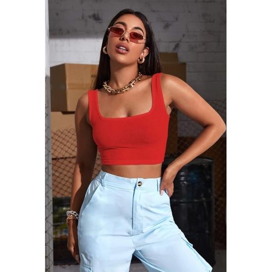 Ležérní základní topy dámská slimfit halenka Crop Top s doplňkovým páskem