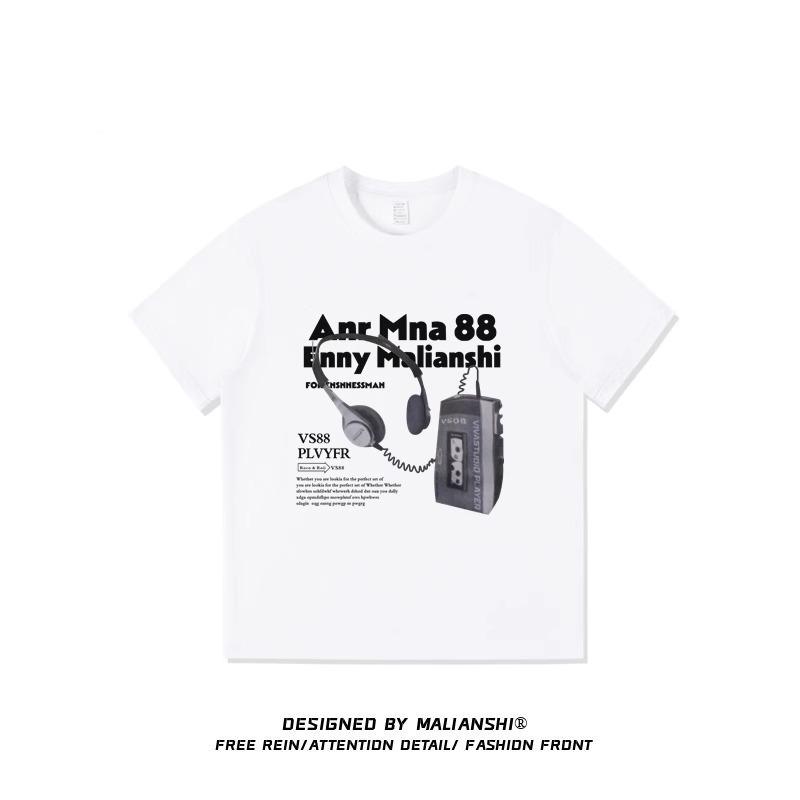 Women's 2025 Summer Retro Loose Fit Cotton Short Sleeve T-Shirt with Hip-Covering Round Neck - Couple Style